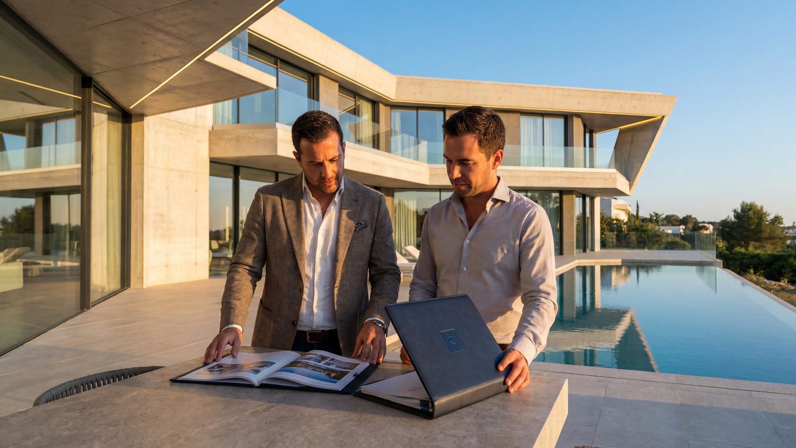 A modern, high-end architectural project site representing sophisticated real estate development.
